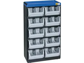 magazijnkast HxBxD 525x300x165mm 10laden behuizing zwart/blauw - 1