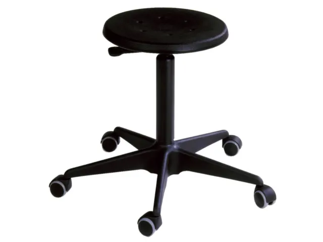 Draaikruk 490-680mm Pu Zwart Gasveer Zwart Voetkruis Staal Wielen