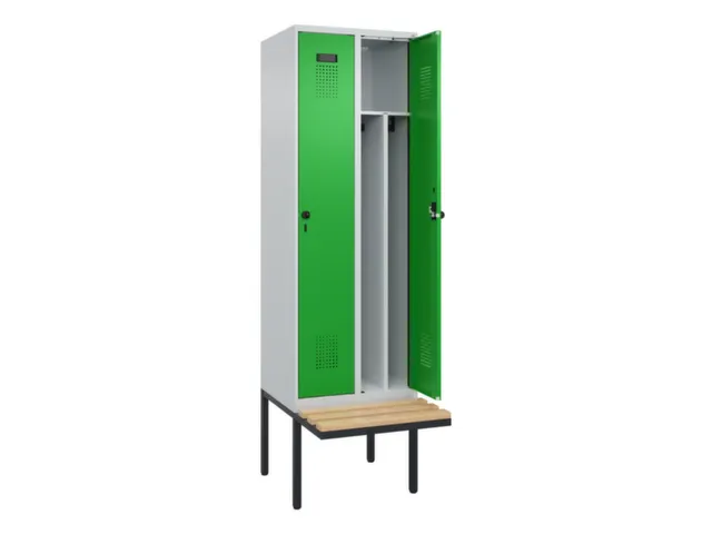 locker met bank,voor scheiding van kleding,HxBxD 2120x600x815mm,2vak