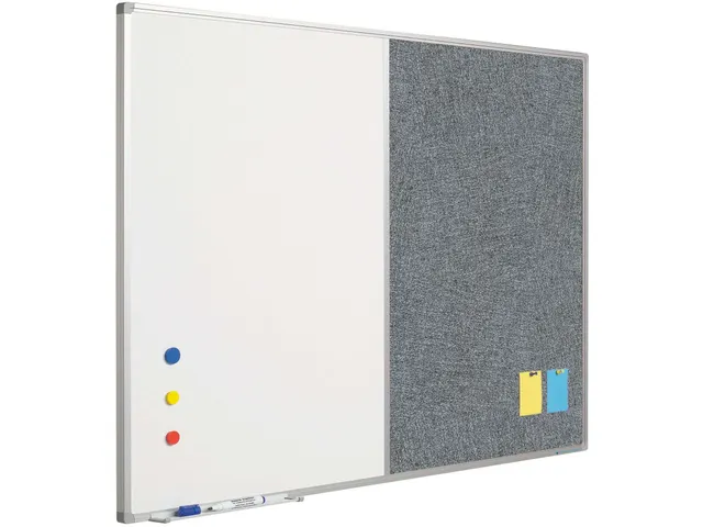Combibord Wit Donkergrijs 90x120cm Whiteboard / Prikbord