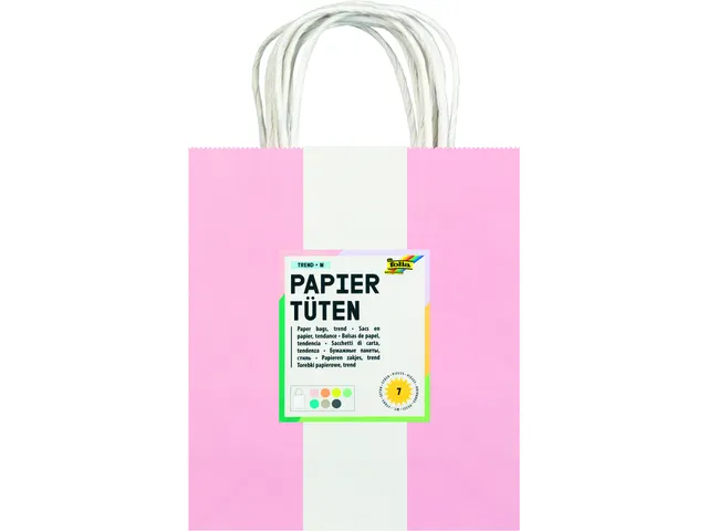 Tas met handvat Folia kraftpapier 110gr 18x21x8cm set à 7 kleuren