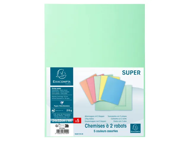 Dossiermap met 2 kleppen SUPER 250 24x32cm Assort 5 stuks