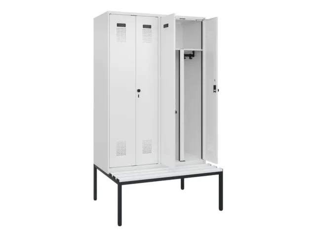 PBM-locker met bank,HxBxD 2120x1200x815mm,4vak,vak B 300mm