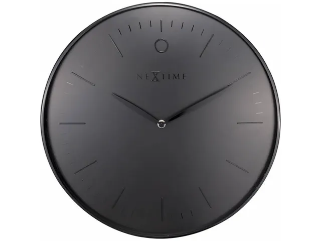 Wandklok NeXtime Glamour Ø40cm metaal zwart streepaanduiding