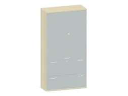 Kantoorkast 1920x1000x430mm Decor Romp Esdoorn Decor Front Lichtgrijs