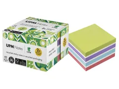 Sticky notes UPM recycled 75x75mm assorti blok 450 vel, doos 1x blok