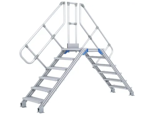 overgang,bordes H 1,72m,2x8treden,trede B 1000mm,45° helling,aluminiu