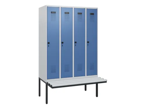 locker met bank,HxBxD 1950x1200x815mm,4vak,vak B 300mm,draaigrendel