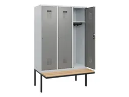 locker met bank,HxBxD 1950x1200x815mm,3vak,vak B 400mm,cilinderslot