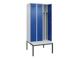 locker met bank,voor scheiding van kleding,HxBxD 2120x900x815mm,3vak - 1