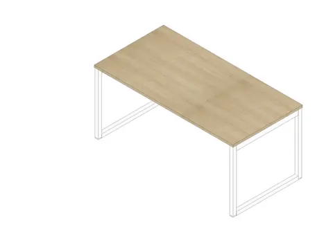 bureau,HxBxD 730x1600x800mm,blad eiken,sledeframe wit