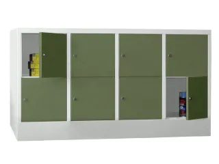 lockerkast,HxBxD 855x1600x500mm,4x2vakken,RAL7035,front RAL6011 - 2