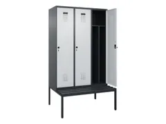 locker met bank,voor scheiding van kleding,HxBxD 2120x1200x815mm,3vak