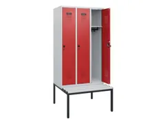 locker met bank,HxBxD 1950x900x815mm,3vak,vak B 300mm,draaigrendel