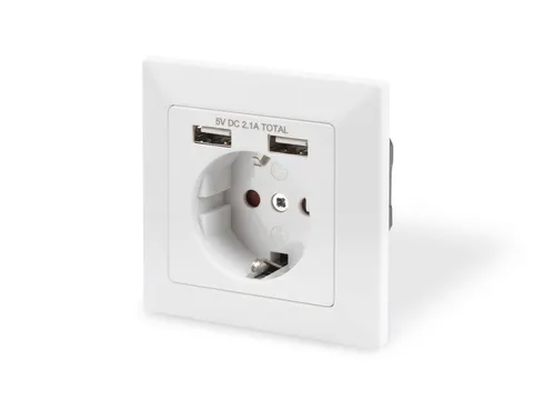 Veiligheidsstopcontact voor inbouwmontage met 2 USB-poorten