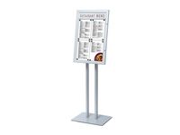 Menustandaard LED Verlicht Zilver 4xA4 met logopaneel