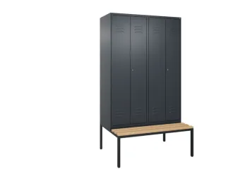 PBM-locker met bank,HxBxD 2120x1200x815mm,4vak,vak B 300mm,cil.-slot - 1