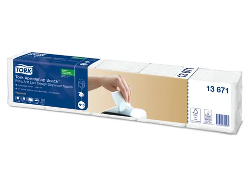 Tork 13671 XPressnap Servet Snack Extra Soft 2-Laags Wit 1/4 vouw