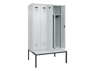 PBM-locker met bank,HxBxD 2120x1200x815mm,4vak,vak B 300mm - 1