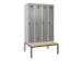 locker met bank,voor scheiding van kleding,HxBxD 2120x1200x815mm,4vak