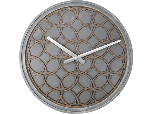 Wandklok Nextime Dia. 39.5cm Polyresin/hout Grijs