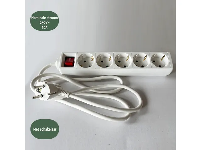 Stekkerdoos BRASQ 5 voudig 3 meter wit