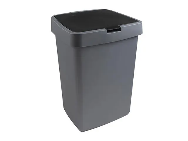 Afvalbak Delta klepdeksel 25 Liter grijs Zwart