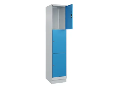 lockerkast,HxBxD 1950x400x500mm,1x3vakken,vak B 400mm,cil.-slot,sokkel