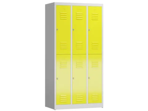 Dubbeldekse garderobekast 1800x870x500mm 3x2vak klink RAL7035 RAL1018