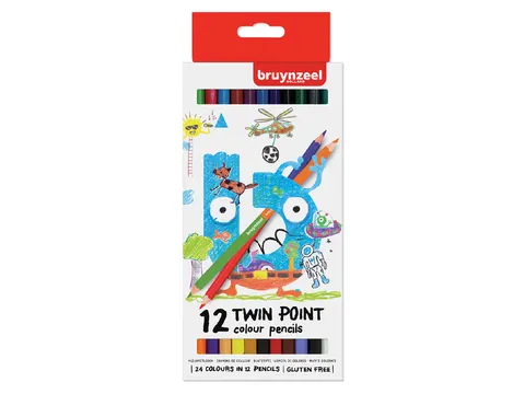 Kleurpotlood Bruynzeel Kids Twin Point set à 12 kleuren