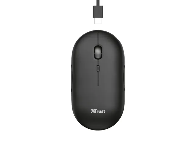 Muis Trust Puck Draadloos Oplaadbaar zwart