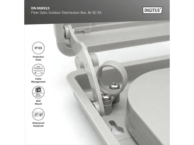 Glasvezel verdeelkast voor buitengebruik 8x SC SX/LC DX 53x148x243 mm