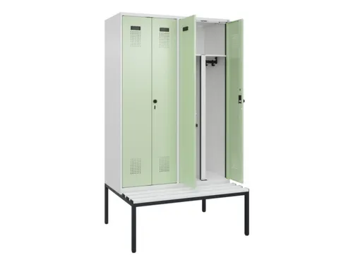 PBM-locker met bank,HxBxD 2120x1200x815mm,4vak,vak B 300mm