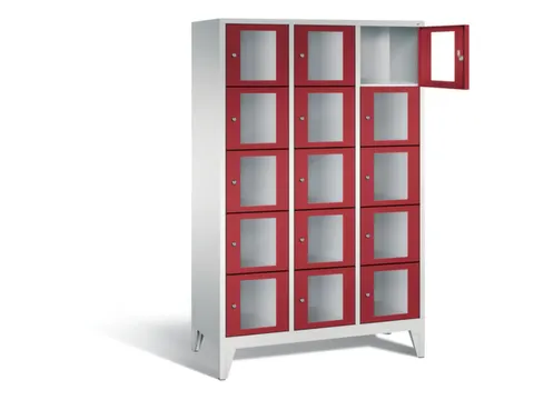 Lockerkast 1850x1200x500mm 3x5 vakken Cilinderslot Poten, RAL3003