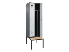 locker met bank,voor scheiding van kleding,HxBxD 2120x600x815mm,2vak