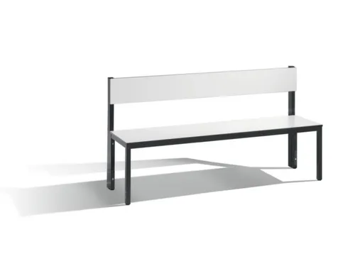 omkleedbank,HxLxD 796x1500x407mm,HPL wit,frame staal RAL7021,leuning