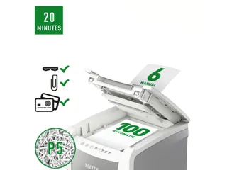 Papiervernietiger Leitz IQ Auto+ Small Office 100 P-5 snippers 2x15mm - 2
