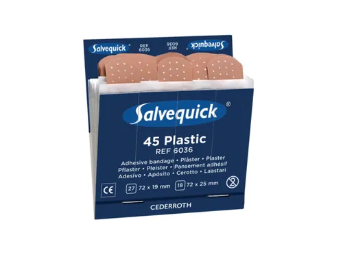 Salvequick 6036 plactic pleisters, pak van 6 x 45 stuks