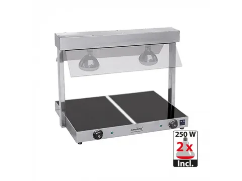 Caterchef Warmhoudplaat 2x 1/1 GN met brug RVS/Glas