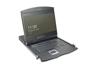 19 inch LCD KVM-console 8-poorts VGA Duits toetsenbord Zwart - 1