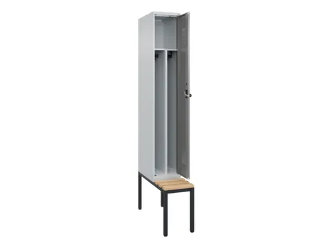 locker met bank,voor scheiding van kleding,HxBxD 2120x300x815mm,1vak