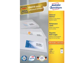 Etiket Avery Zweckform 3474 70x37mm wit 2400stuks - 6