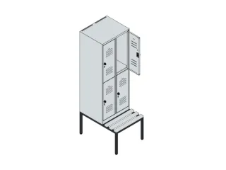 Dubbeldekse dekenkist,HxBxD 1950x600x815mm,2x2vak.,vak B 300mm - 3