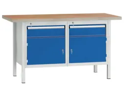 Werkbank 840x1500x700mm 2laden 150mm 2 Kastvakken 350mm Ral7035