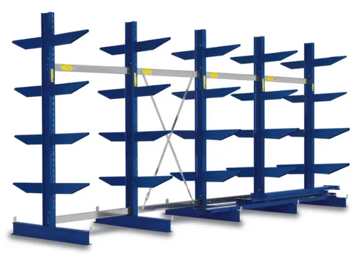 Draagarmstelling 1980x4305x900mm 2x5etages 1100kg/etage Ral5010