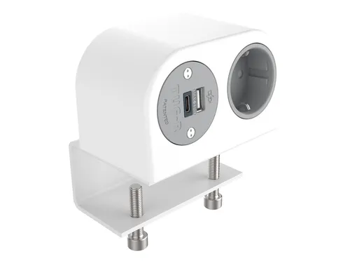 Desktop stekkerdoos Power Phase 1x Schuko + USB A en C 25W Wit