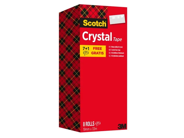 Ruban adhésif Scotch Crystal 600 33mx19mm transparent 7+1 gratuit