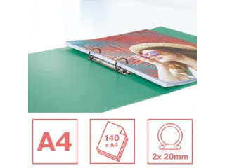 Colour'Breeze ringmap, 2 ringen, PP, ft A4, met soepele kaft Groen - 1