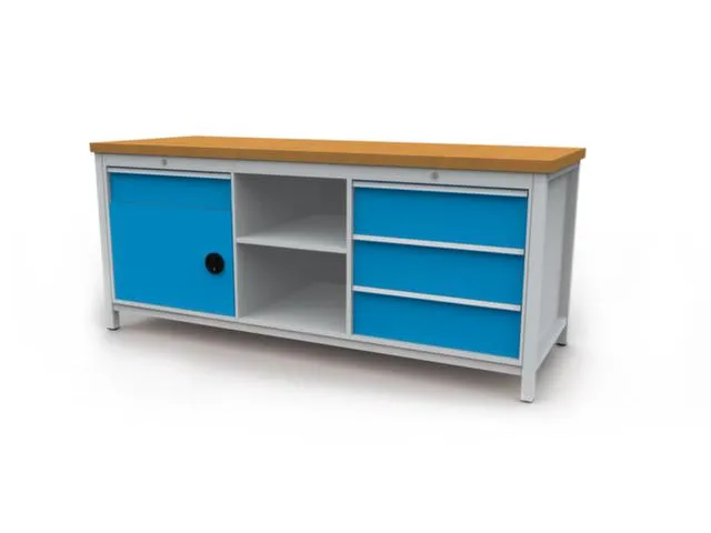 établi HxlxP 860x2000x750mm piètement RAL3003 faces avant RAL3003