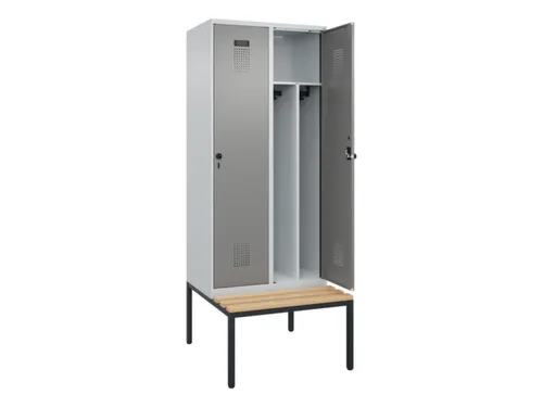 locker met bank,voor scheiding van kleding,HxBxD 2120x800x815mm,2vak